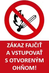 Zákaz fajčiť a vstupovať s otv. ohňom - samolepka