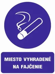 Miesto vyhradené na fajčenie - plastová