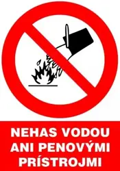 Nehas vodou ani penovým prístrojom - plastová