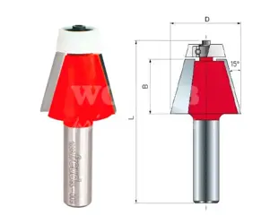 Uhlová fréza na CORIAN; Z=2; D35,6; B25,4; L78,2; 15°; stopka 12; ložisko 22,2