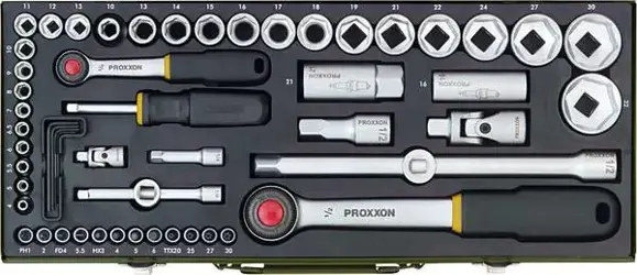 Gola sada Proxxon 56-dielna 1/4"-1/2"