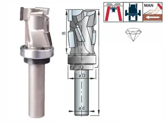Kopírovacia DIA fréza s horným ložiskom; D24,0; B43,0; L95,0; Z5+1; stopka12