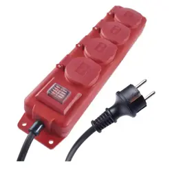 Predlžovací kábel gumový - 4 zásuvky, 5m, 1,5 mm2, IP44